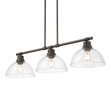 Golden Canada 3602-3LP RBZ-CLR - Yep by Golden Lighting Duncan 3-light Island Light in Rubbed Bronze and Clear Glass